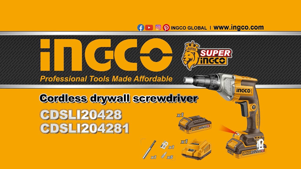 Load video: INGCO 20V Cordless Drywall Screwdriver