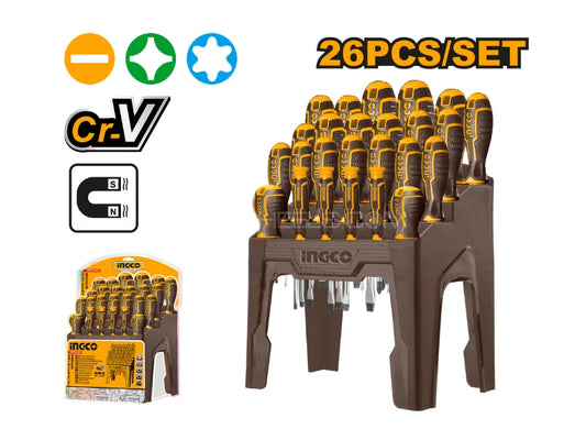 Screwdriver Set 26 Pcs CRV Soft Grip Ingco in Pakistan