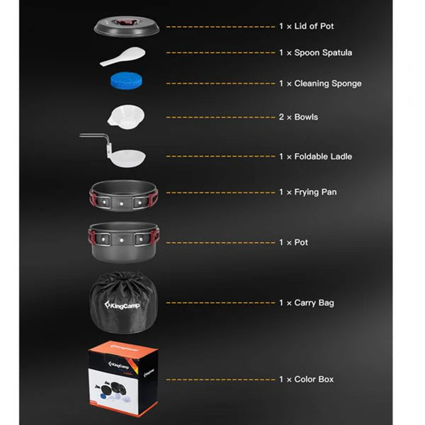 KingCamp Cookware Set Lightweight Compact Camping Hiking Backpacking in Pakistan