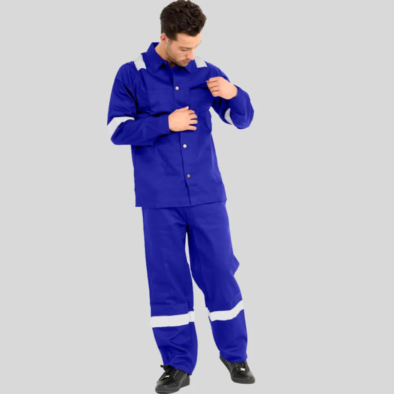 Fire Retardant Industrial Uniform Pant Shirt Navy Blue 100 Percent Cotton Double Stitched Multiple Functional Pockets in Pakistan