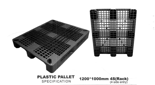 Plastic Pallet Black Perforated Heavy Duty 4 Side Rack Entry Standard 4500 kg in Pakistan