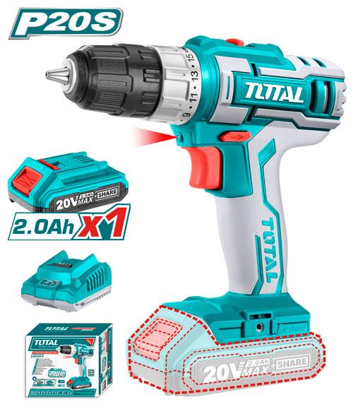 Total Lithium Ion Cordless Drill 20 V 45 NM 10 mm 2 Speed Gear 2 Pcs Battery Pack Heavy Duty in Pakistan