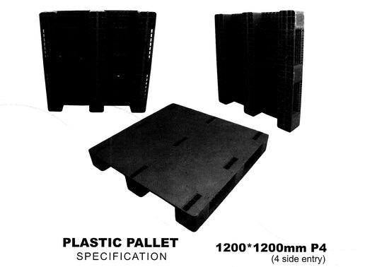 Plastic Pallet Black Plain Top Heavy Duty 4 Side Entry Standard 6000 kg in Pakistan