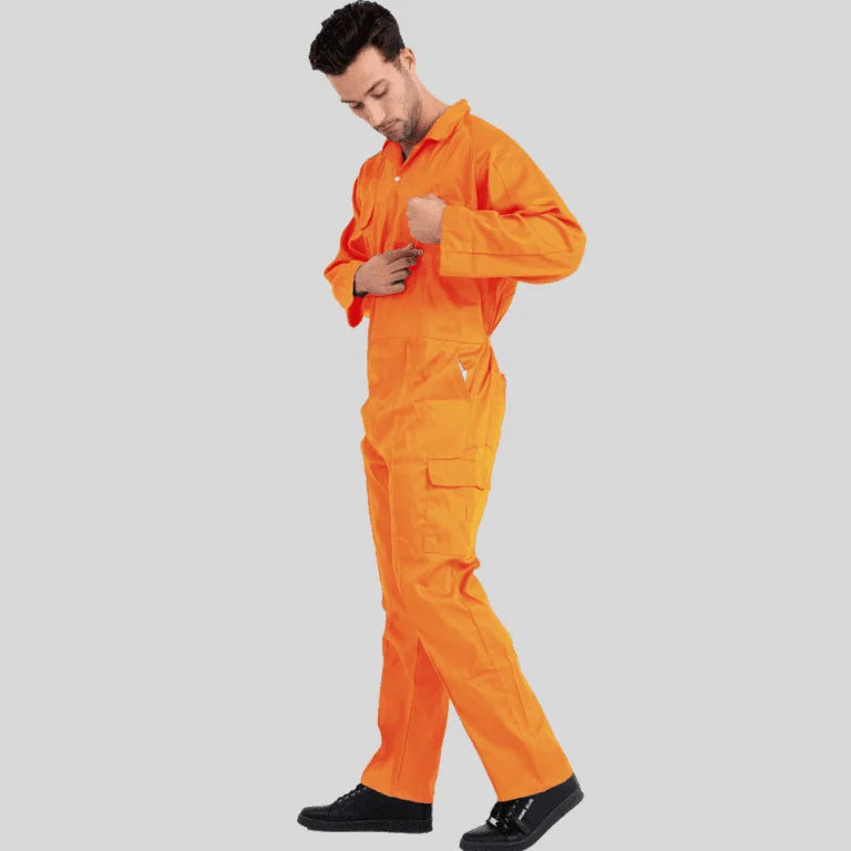 Economical Low Price Industrial Coverall Uniform Without Tape Orange 100 Percent Cotton 200 GSM in Pakistan