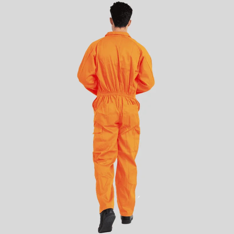 Economical Low Price Industrial Coverall Uniform Without Tape Orange 100 Percent Cotton 200 GSM in Pakistan