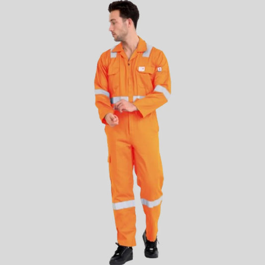 Fire Retardant Industrial Uniform Cotton Coverall Orange 100 Percent Cotton Maximum Visibility Safety in Pakistan