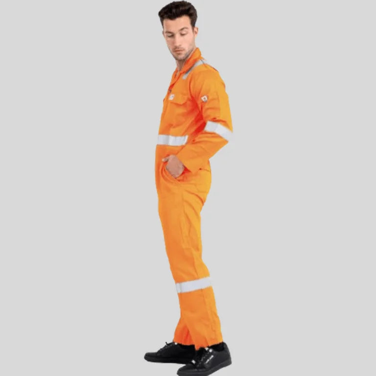 Fire Retardant Industrial Uniform Cotton Coverall Orange 100 Percent Cotton Maximum Visibility Safety in Pakistan