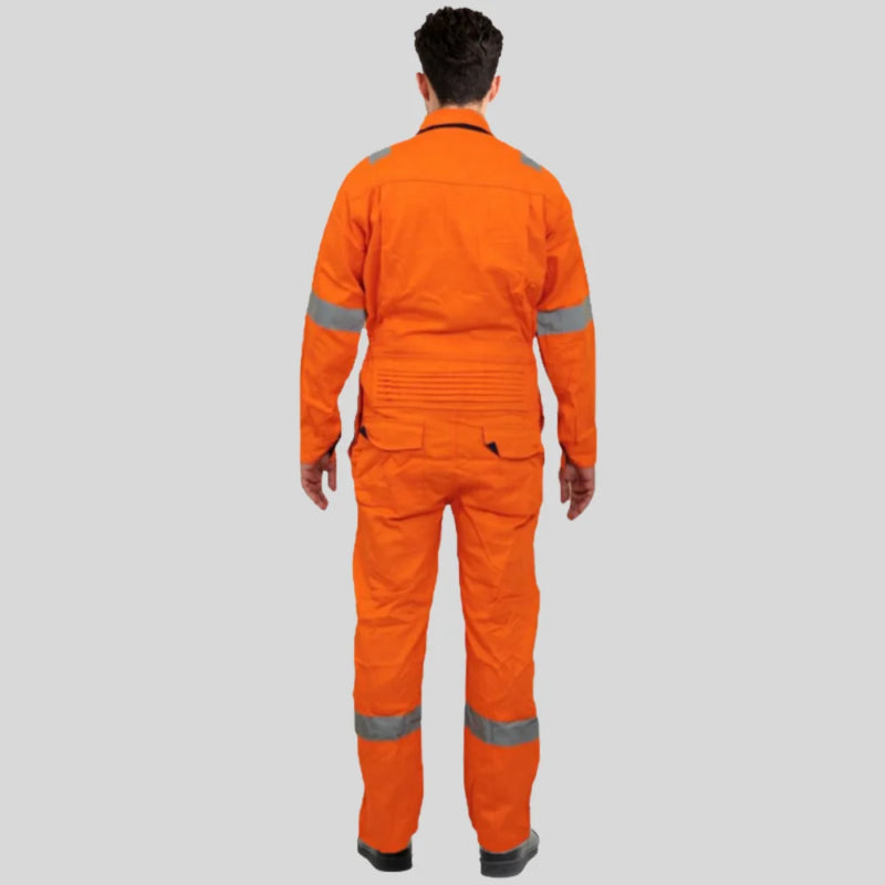 Industrial Uniform Six Functional Pockets Cotton Coverall Orange Navy Blue 100 Percent Cotton Comfortable Light Weight in Pakistan