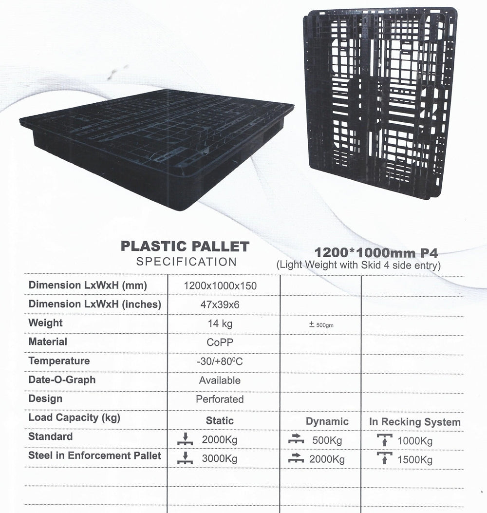 Plastic Pallet Perforated Heavy Duty 4 Side Entry Standard 2000 kg in Pakistan