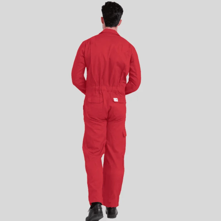 Flame Resistant Coverall Industrial Uniform Work Wear Red 100 Percent Cotton 2 Large Pockets in Pakistan