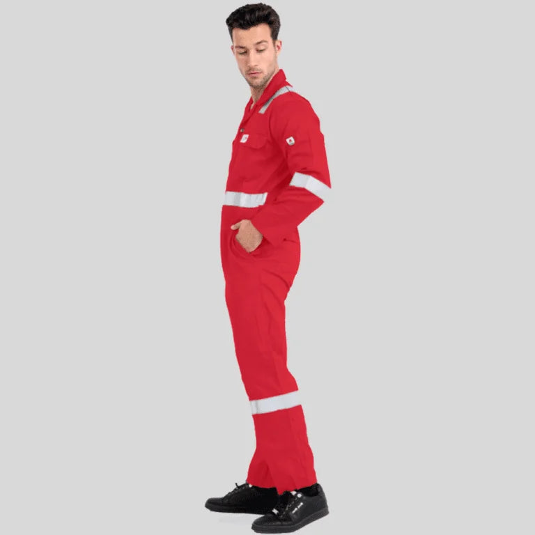 Fire Retardant Industrial Uniform Cotton Coverall Red 100 Percent Cotton Maximum Visibility Safety in Pakistan