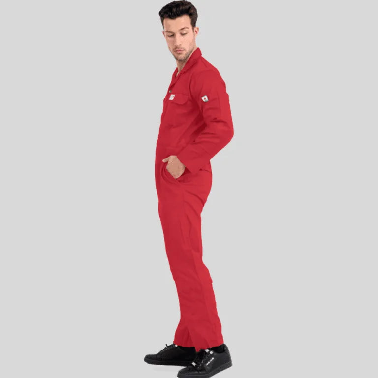 Flame Resistant Coverall Industrial Uniform Work Wear Red 100 Percent Cotton 2 Large Pockets in Pakistan
