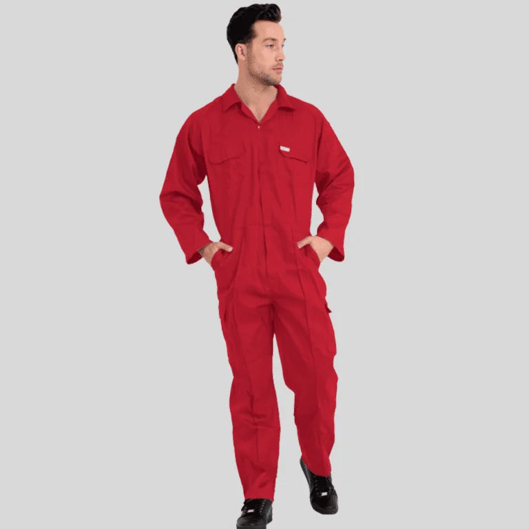 Economical Low Price Industrial Coverall Uniform Without Tape Red 100 Percent Cotton 200 GSM in Pakistan 