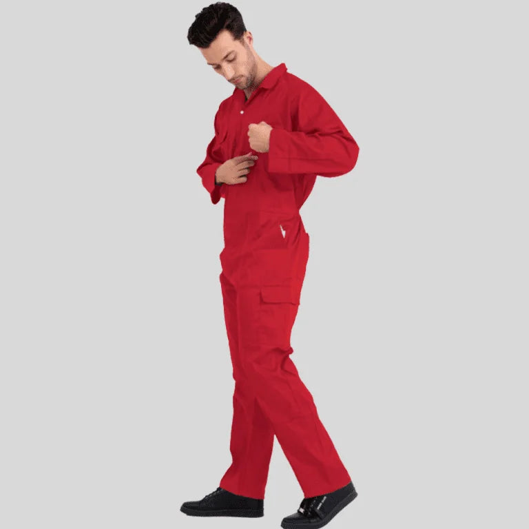Economical Low Price Industrial Coverall Uniform Without Tape Red 100 Percent Cotton 200 GSM in Pakistan