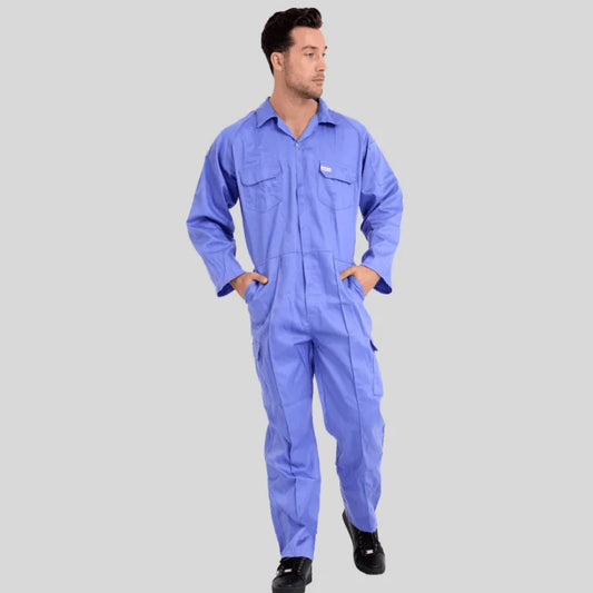 Economical Low Price Industrial Coverall Uniform Without Tape Sky Blue 100 Percent Cotton 200 GSM in Pakistan