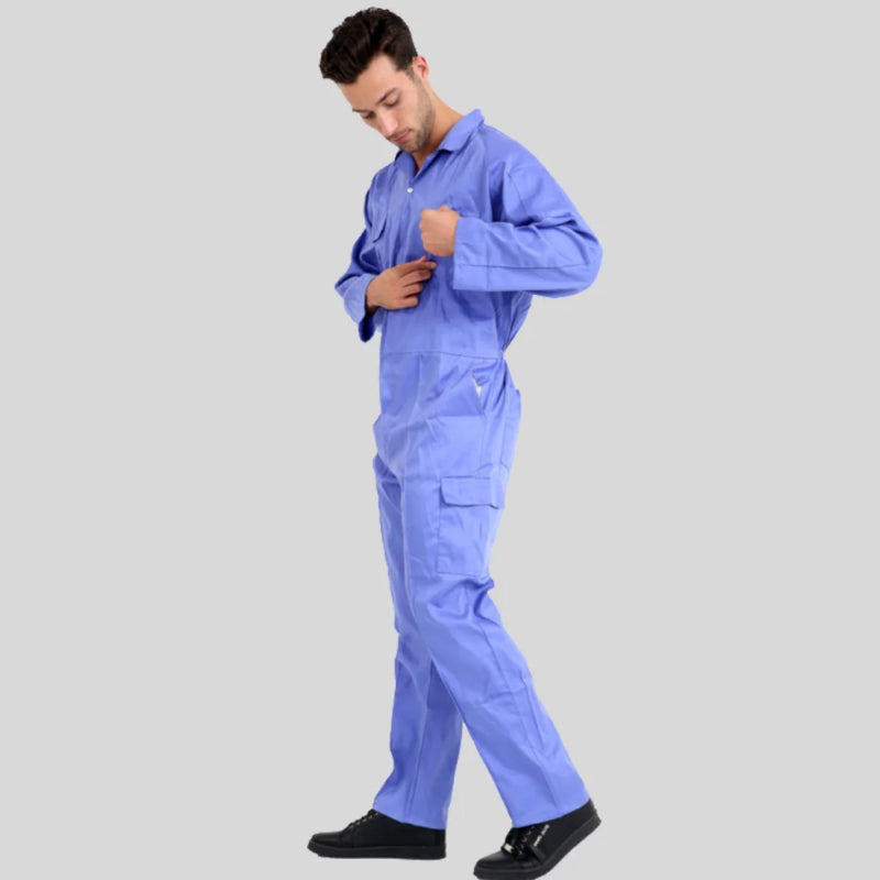 Economical Low Price Industrial Coverall Uniform Without Tape Sky Blue 100 Percent Cotton 200 GSM in Pakistan