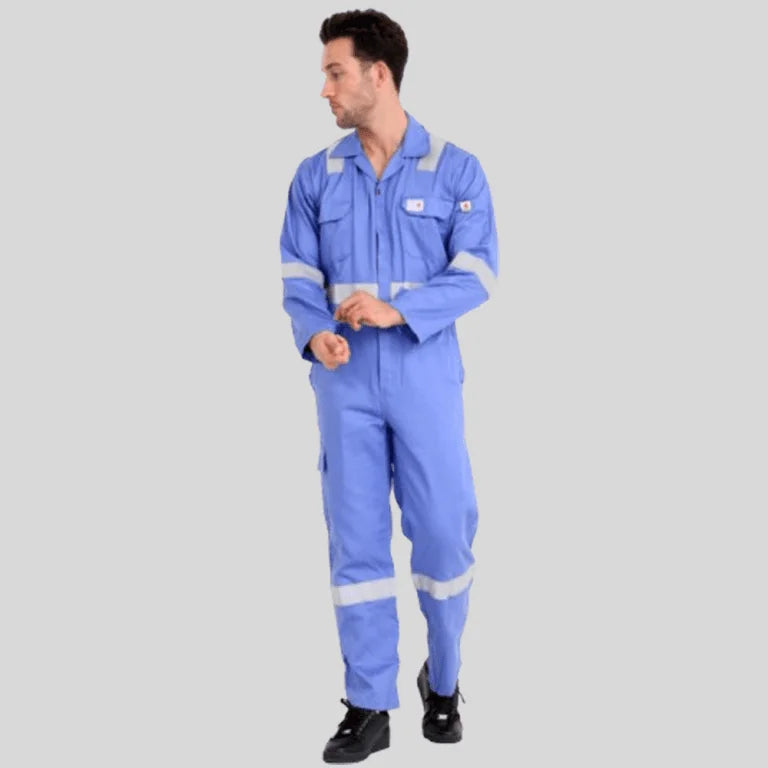 Fire Retardant Industrial Uniform Cotton Coverall Sky Blue 100 Percent Cotton Maximum Visibility Safety in Pakistan