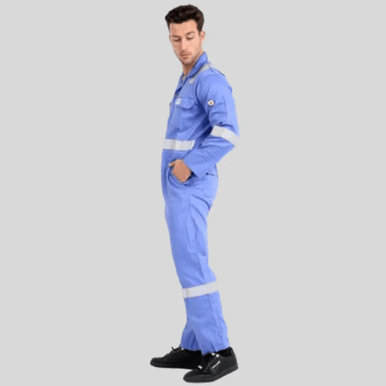 Fire Retardant Industrial Uniform Cotton Coverall Sky Blue 100 Percent Cotton Maximum Visibility Safety in Pakistan