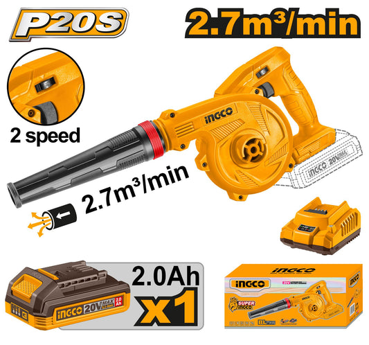 Ingco Lithium Ion Blower 20V 18000 rpm Battery Pack Charger Heavy Duty Industrial in Pakistan