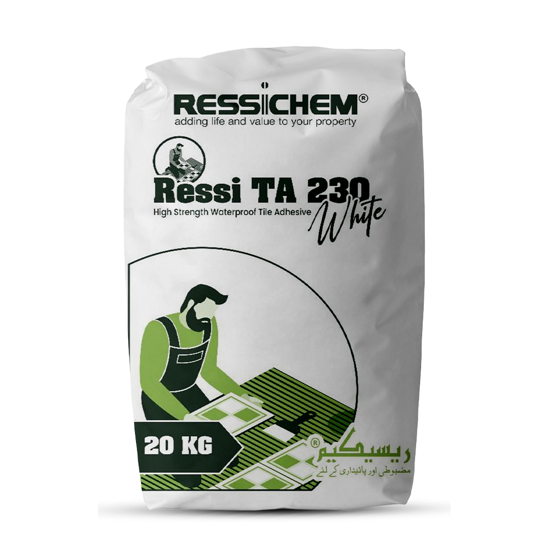 Ressi TA 230 White Tile Adhesive 20 KG Waterproof Crack Resistant Swimming Pools Basements in Pakistan