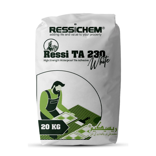 Ressi TA 230 White Tile Adhesive 20 KG Waterproof Crack Resistant Swimming Pools Basements in Pakistan