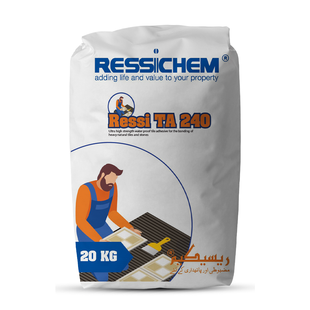 Ressi TA 240 Tile Adhesive 20 KG Waterproof Excellent Workability Heavy Natural Tiles Marbles Granite Ceramic Porcelain in Pakistan