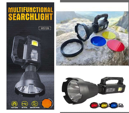 Multi Function Rechargeable Torch Light Color Red Yellow Blue White Handy Heavy Duty in Pakistan