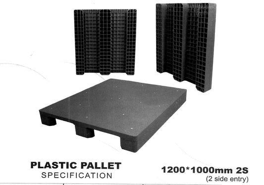 Plastic Pallet Black Color Plain Top Heavy Duty 2 Side Entry Standard 4500 kg in Pakistan