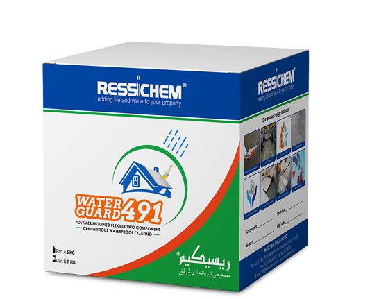Ressichem Water Guard 491 Structures Basement Waterproofing Bathrooms Wet Area Waterproofing Swimming Pools in Pakistan
