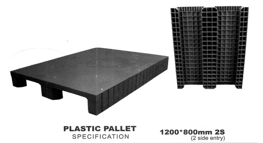 Plastic Pallet Black Plain Top Heavy Duty 2 Side Entry Standard 2000 kg in Pakistan 